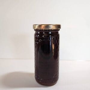 A jar of jam on the table
